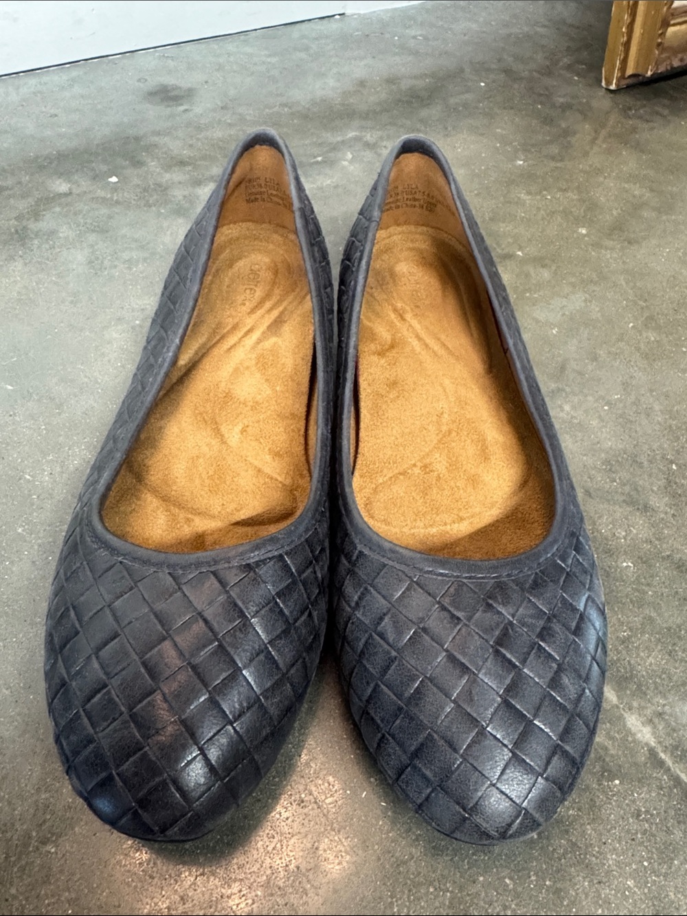 Aetrex Lyla Woven Leather Ballet Flats Orthotic Arch Support Shoes 7.5